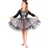Den Goda Fen Verkleedkledij Skeleton Jurk - 110-116cm - 4-6 jaar