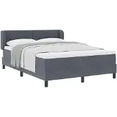 vidaXL Boxspringbed met hoofdeinde, donkergrijs, 140 x 190 cm, fluweel