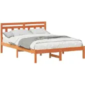 vidaXL Bedframe Bruin 135 x 190 cm Massief grenenhout