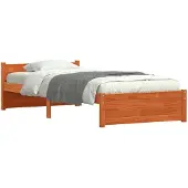 vidaXL Bedframe Wasbruin 195,5 x 80,5 x 51 cm Massief grenenhout