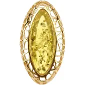 Cavill - Zilveren Hanger - 925 Verguld Zilver - Baltische Citroen Barnsteen 1,75 ct - Marquise Cabochon - Modern Elegant Opengewerkt Design