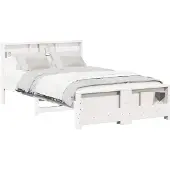vidaXL Bedframe met plank, wit, 120 x 200 cm, massief dennenhout