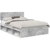 vidaXL Bedframe, betonkleur, 150 x 200 cm, massief grenenhout