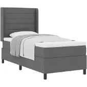 vidaXL Boxspring bed met kussen Donkergrijs 200 x 100 cm Stof