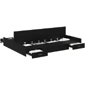 vidaXL Opbergbedframe met lade Zwart Eiken 140 x 190 cm Bewerkt hout
