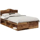 vidaXL Bedframe met hoofdeinde Oudhout 120 x 200 cm Massief grenenhout