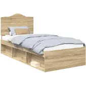 vidaXL Bedframe met hoofdeinde Sonoma 100 x 200 cm Massief grenenhout
