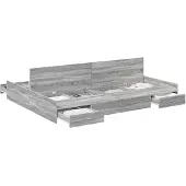 vidaXL Opbergbedframe met lade Grijs Sonoma 140 x 190 cm Bewerkt hout