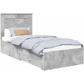 vidaXL Bedframe met lade Beton Grijs 100 x 200 cm Bewerkt hout