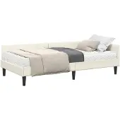 vidaXL Hoekbedframe met Matras Anders 2 st Crème Fluweel