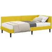 vidaXL Hoekbedframe met Matras Anders met hoofdeinde 2 st Geel Fluweel