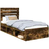 vidaXL Bedframe Rook Eiken 100 x 200 cm Massief grenenhout