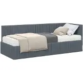 vidaXL Hoekbedframe met Matras 2 st Donkergrijs 80 x 200 cm Fluweel
