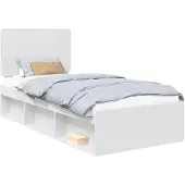 vidaXL Bedframe met hoofdeinde Wit 90 x 190 cm Massief grenenhout