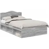 vidaXL Bedframe Grijs Sonoma 120 x 190 cm Massief grenenhout