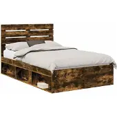 vidaXL Bedframe Rook Eiken 135 x 190 cm Massief grenenhout