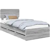 vidaXL Bedframe met lade Grijze Sonoma 90 x 200 cm Geconstrueerd hout