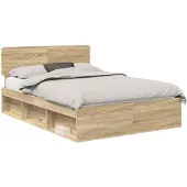 vidaXL Bedframe Sonoma Eiken 140 x 190 cm Massief grenenhout