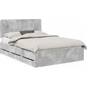 vidaXL Bedframe met lade Beton Grijs 140 x 200 cm Ingenieurshout
