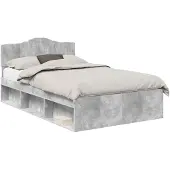 vidaXL Bedframe met hoofdeinde Beton 120 x 190 cm Massief grenenhout