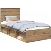 vidaXL Bedframe Ambachtelijk Eiken 90 x 190 cm Massief grenenhout