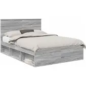 vidaXL Bedframe Grijs Sonoma 160 x 200 cm Massief grenenhout