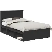 vidaXL Bedframe met hoofdeinde Zwart 120 x 200 cm Massief grenenhout