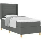 vidaXL Boxspring bed met matras Donkergrijs 80 x 200 cm Stof