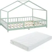 En.casa Kinderbed Treviolo met uitvalbeveiliging en matras 140x200 mint []