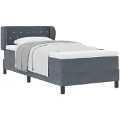 vidaXL Boxspringbed met hoofdeinde, donkergrijs, 90 x 200 cm, fluweel