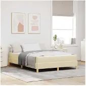 vidaXL Boxspring bed met matras Crème 140 x 190 cm Stof