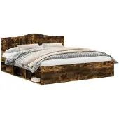 vidaXL Bedframe Rook Eiken 180 x 200 cm Massief grenenhout