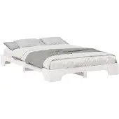 vidaXL Bedframe Wit 140 x 210 cm Massief grenenhout