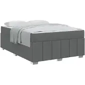 vidaXL Bedframe met matras Donkergrijs 140 x 200 cm Stof