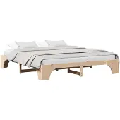 vidaXL Bedframe Naturel 200 x 200 cm Massief grenenhout