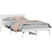 vidaXL Bedframe Wit 135 x 190 cm Massief grenenhout