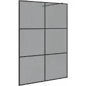 vidaXL Inloopdouchewand Zwart 140 x 195 cm gehard glas
