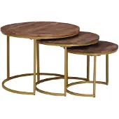 vidaXL Nesting Koffietafels 3 pcs Massief mangohout en staal
