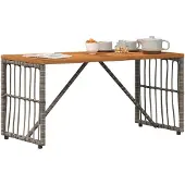 vidaXL Tuin Tafel Grijs 80 x 40 x 40 cm Staal en Poly Rattan