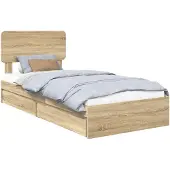 vidaXL Opbergbed met lade Sonoma Eik 75 x 190 cm Bewerkt hout