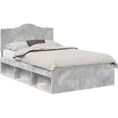 vidaXL Bedframe Betonnen Grijs 135 x 190 cm Massief grenenhout