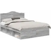 vidaXL Bedframe Grijs Sonoma 160 x 200 cm Massief grenenhout