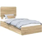 vidaXL Opbergbed met lade Sonoma Eik 90 x 200 cm Bewerkt hout