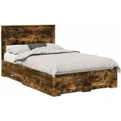 vidaXL Bedframe met lade Rook Eiken 120 x 190 cm Bewerkt hout