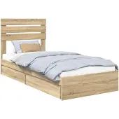 vidaXL Opbergbed met lade Sonoma Eik 90 x 200 cm Bewerkt hout