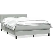 vidaXL Boxspring met matras fluweel lichtgrijs 160x210 cm