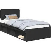 vidaXL Bedframe, zwart, 90 x 190 cm, massief grenenhout