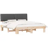 vidaXL Bedframe met Gevoerde Hoofdbord Donkergrijs 180 x 200 cm