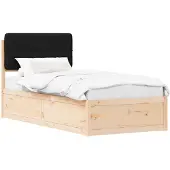 vidaXL Bedframe met gestoffeerd hoofdeinde, zwart, 90 x 200 cm