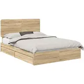 vidaXL Opbergbed met lade Sonoma Eik 140 x 200 cm Bewerkt hout